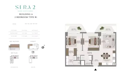 Sera Phase 2: Floor plan Type B1-Building A, 1,195 sq ft