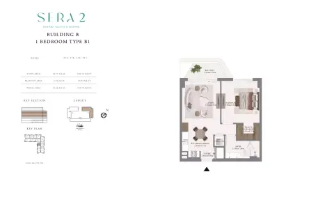 Sera Phase 2: Floor plan Type B1-Building B, 760 sq ft