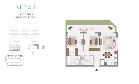 Sera Phase 2: Floor plan Type A2.1-Building B, 1,301 sq ft