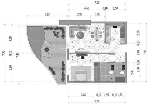 Volga Tower: Floor plan Type 1009-2409, 887 sq ft