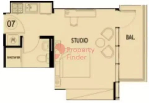 Elbrus Tower: फ़्लोर प्लान Type A, 365 sq ft