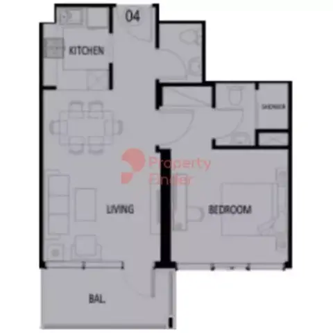 Elbrus Tower: फ़्लोर प्लान Type 404, 648 sq ft
