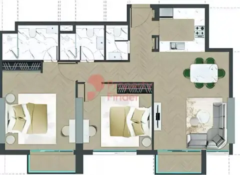 Altai Tower: Type A, 1,023 sq ft 户型图