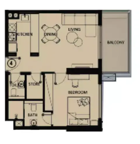 Lilium Tower: Floor plan Type 2204, 668 sq ft