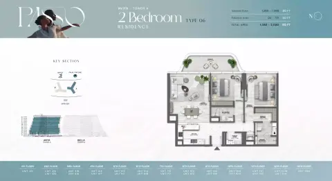 Passo: Floor plan Type 06-Tower A, 1,382 sq ft