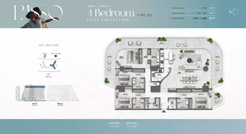 Passo: Floor plan Type 03-Tower A, 3,571 sq ft