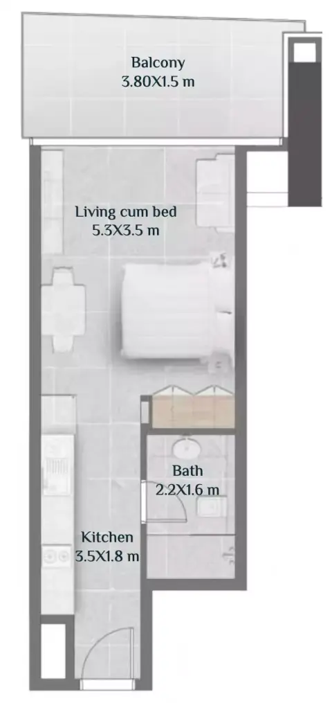 Skyhills Residences: Floor plan Tower 2 - Type C, 525 sq ft