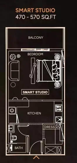 Weston: Floor plan Type 2 Smart, 470 sq ft