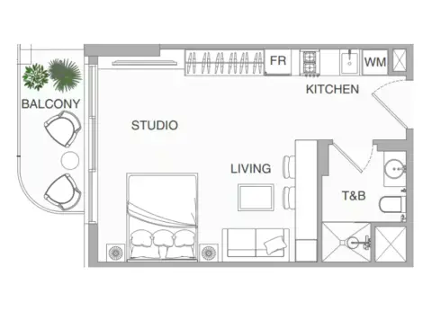 VERDAN1A Phase 4: Floor plan Type A, 425 sq ft