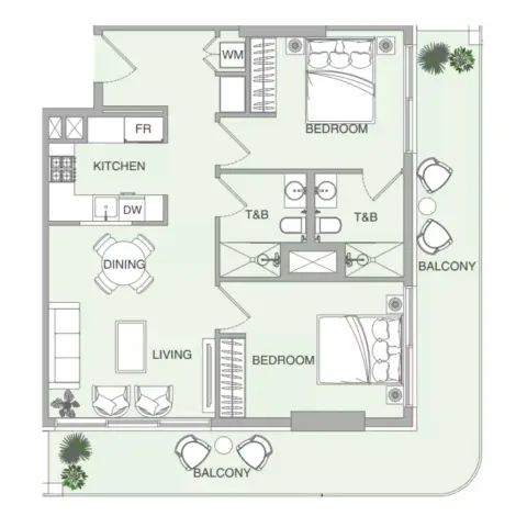 VERDAN1A Phase 4: Floor plan Type A, 1,126 sq ft