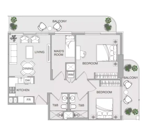 VERDAN1A Phase 4: Floor plan Type A, 1,148 sq ft