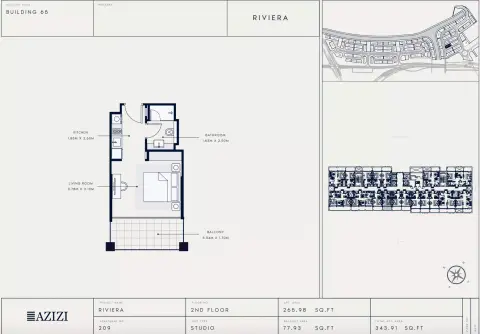 Azizi Riviera 65: Floor plan Type 209, 343 sq ft