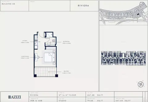 Azizi Riviera 65: Floor plan Type 308, 347 sq ft