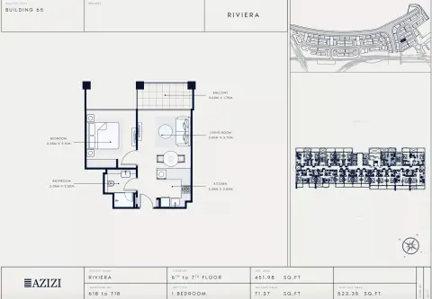 Azizi Riviera 65: Floor plan Type 618, 523 sq ft