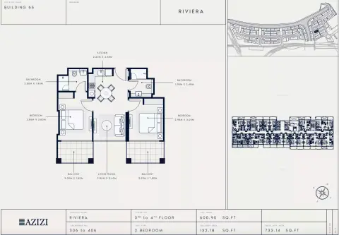 Azizi Riviera 65: Floor plan Type 306, 733 sq ft
