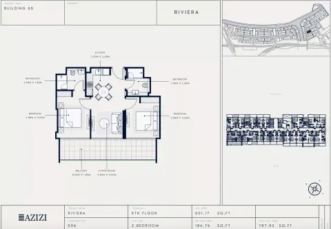 Azizi Riviera 65: Floor plan Type 506, 787 sq ft