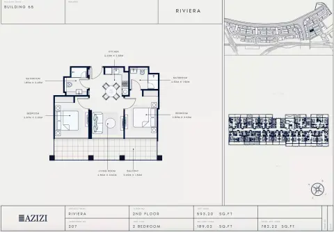 Azizi Riviera 65: Floor plan Type 207, 782 sq ft
