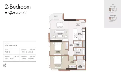 The edit at D3: Floor plan Type C1-Tower A, 1,327 sq ft