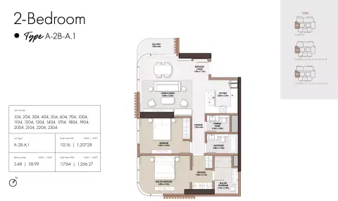 The edit at D3: Floor plan Type A1-Tower A, 1,266 sq ft