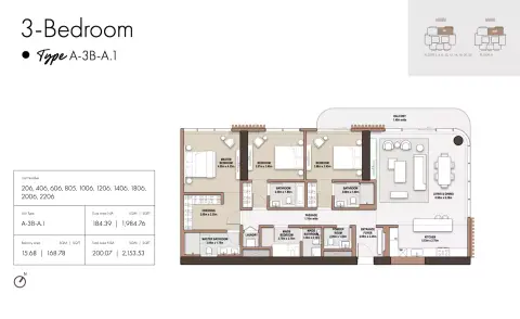 The edit at D3: Floor plan Type A1-Tower A, 2,153 sq ft
