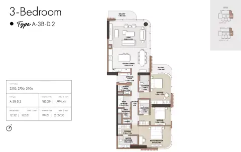 The edit at D3: Floor plan Type D2-Tower A, 2,127 sq ft