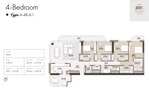 The edit at D3: Floor plan Type A1-Tower A, 2,975 sq ft