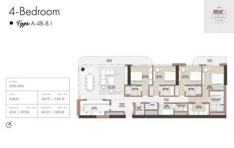 The edit at D3: Floor plan Type B1-Tower A, 2,812 sq ft