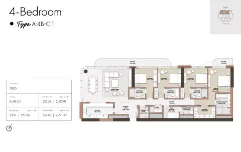 The edit at D3: Floor plan Type C1-Tower A, 2,771 sq ft