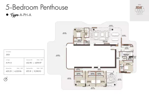 The edit at D3: Floor plan Type A1-Tower A, 9,398 sq ft