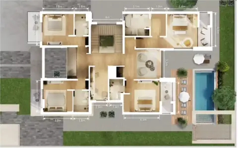تشيون: مخطط الطابق Type B, 5,043 sq ft
