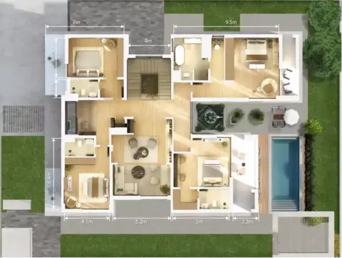 تشيون: مخطط الطابق Type B, 6,087 sq ft