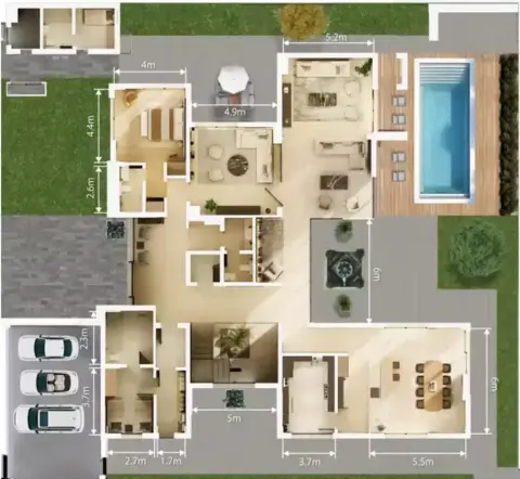تشيون: مخطط الطابق Type B, 8,769 sq ft