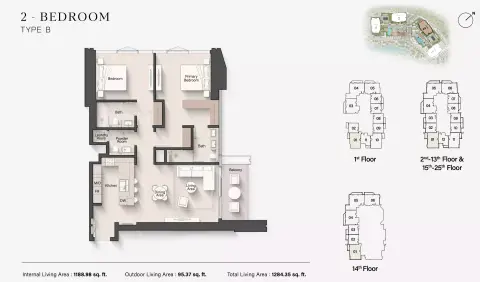 Eltiera Views 2: Floor plan Type B, 1,284 sq ft