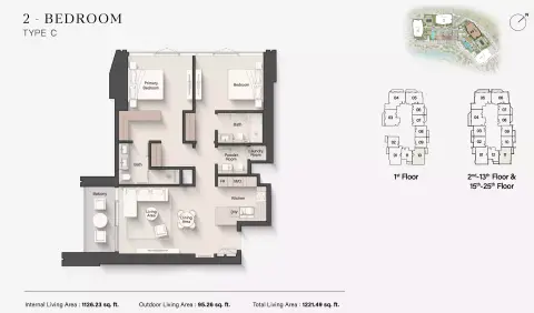 Eltiera Views 2: Floor plan Type C, 1,221 sq ft