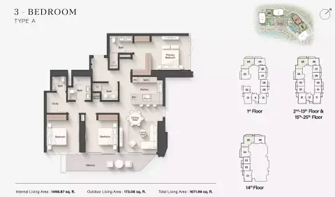 Eltiera Views 2: Floor plan Type A, 1,671 sq ft