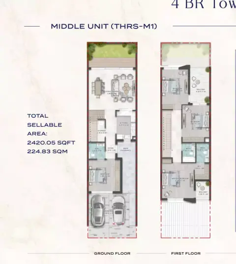 Damac Riverside: Floor plan Unit (Thrs-M1), 2,420 sq ft