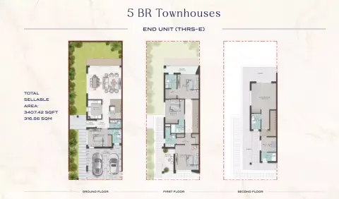 Damac Riverside: Floor plan Unit (Thrs-E), 3,407 sq ft