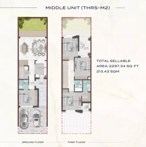 Damac Riverside: Floor plan Type THRS-M2-Ivy Tower, 2,297 sq ft