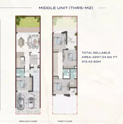 Damac Riverside: Floor plan Type THRS-M2-Sage Tower, 2,297 sq ft