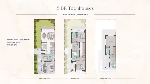 Damac Riverside: Floor plan Type THRS-E-Sage Tower, 3,407 sq ft
