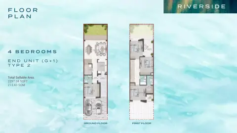 Damac Riverside: Floor plan Type 2-Sage Tower, 2,297 sq ft