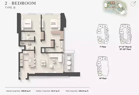Eltiera Views 3: Floor plan Type B, 1,284 sq ft