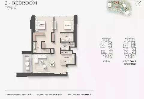Eltiera Views 3: Floor plan Type C, 1,221 sq ft