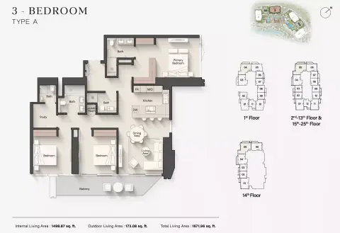 Eltiera Views 3: Floor plan Type A, 1,671 sq ft