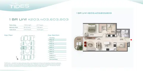The Tides: Floor plan Type Unit 203,403,603,803, 814 sq ft