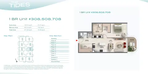 The Tides: Floor plan Type Unit 308,508,708, 811 sq ft