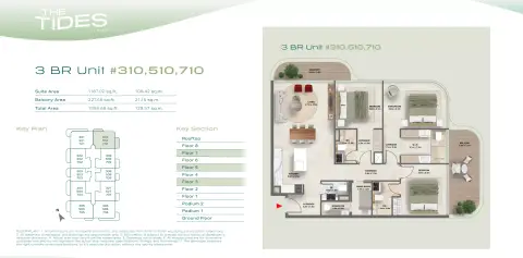 The Tides: Floor plan Type Unit 310,510,710, 1,394 sq ft