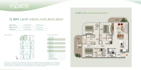 The Tides: Floor plan Type Unit 201,401,601,801, 1,395 sq ft
