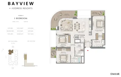 Bayview Tower 2 by Address Resorts: Plan Unit 2, Level 21-39, 1,829 sq ft