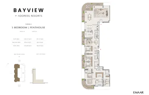 Bayview Tower 2 by Address Resorts: Plan Unit 2, Level 41, 5,257 sq ft